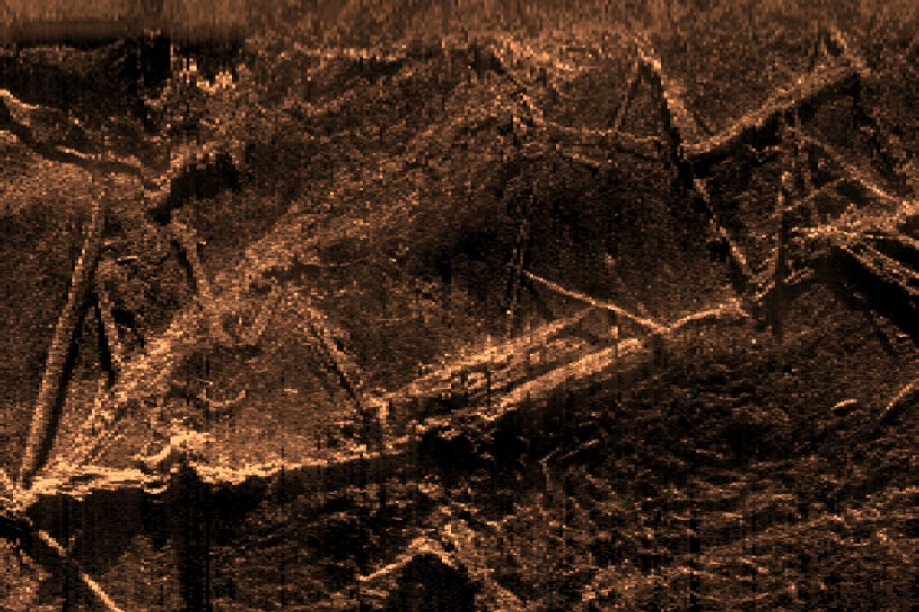 A sonar image showing the wreckage of the Clotilda, the last ship known to have brought enslaved people to the United States from Africa. SEARCH Inc./Alabama Historical Commission, via Associated Press