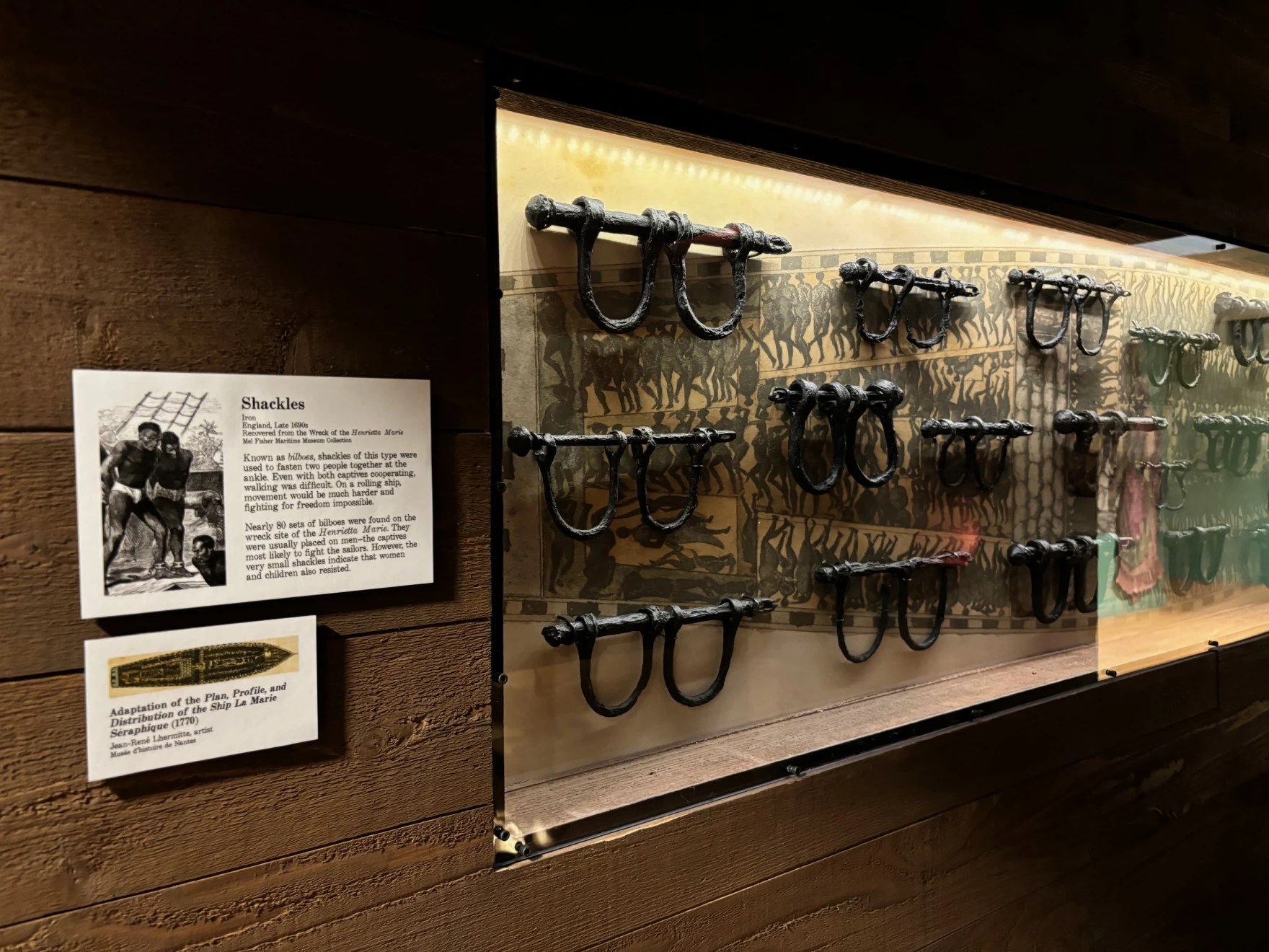 Iron shackles on display at the Mel Fisher Maritime Museum, Photo: Julia Cooper